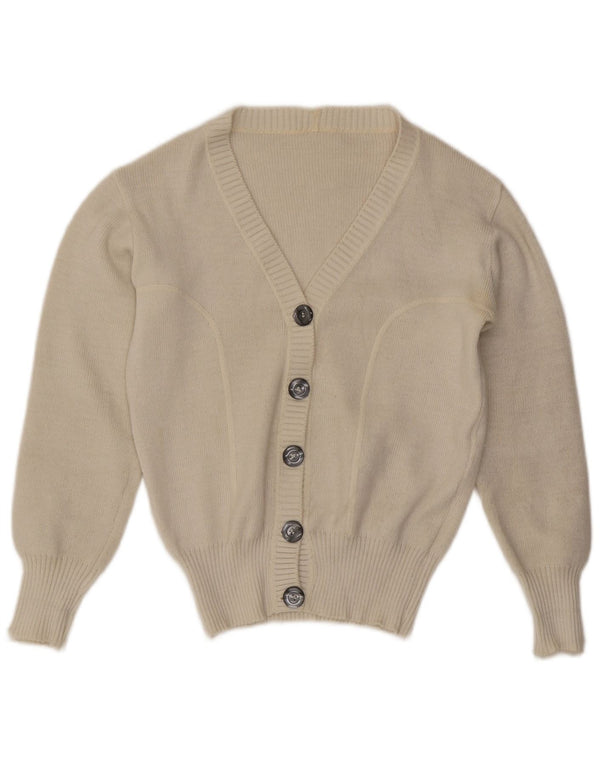 Pulover cardigan vintage pentru femei UK 12 Medium Off White