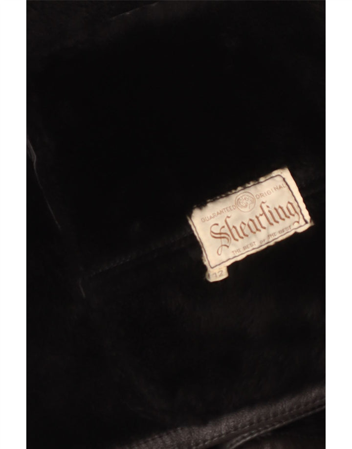 Jachetă vintage oversized din shearling pentru femei IT 42 Medium Black Shearling