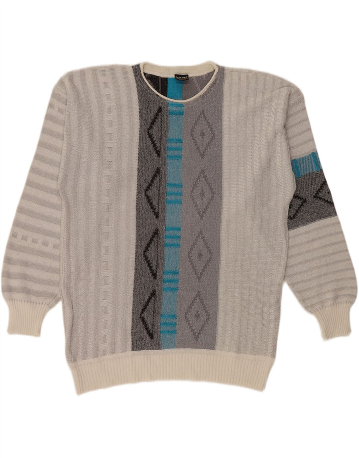 Pulover pentru bărbați Jockey cu decolteu rotund, mare, gri geometric, acrilic