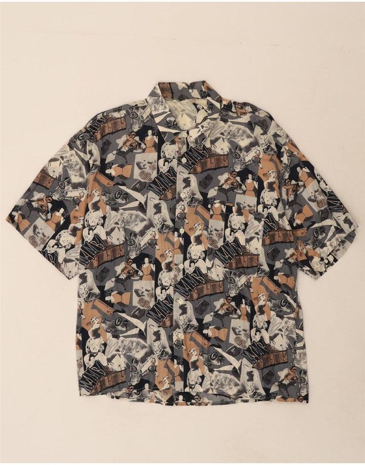 VINTAGE Mens Abstract Pattern Short Sleeve Shirt Large Multicoloured Vintage Vintage and Second-Hand Vintage from Messina Hembry 
