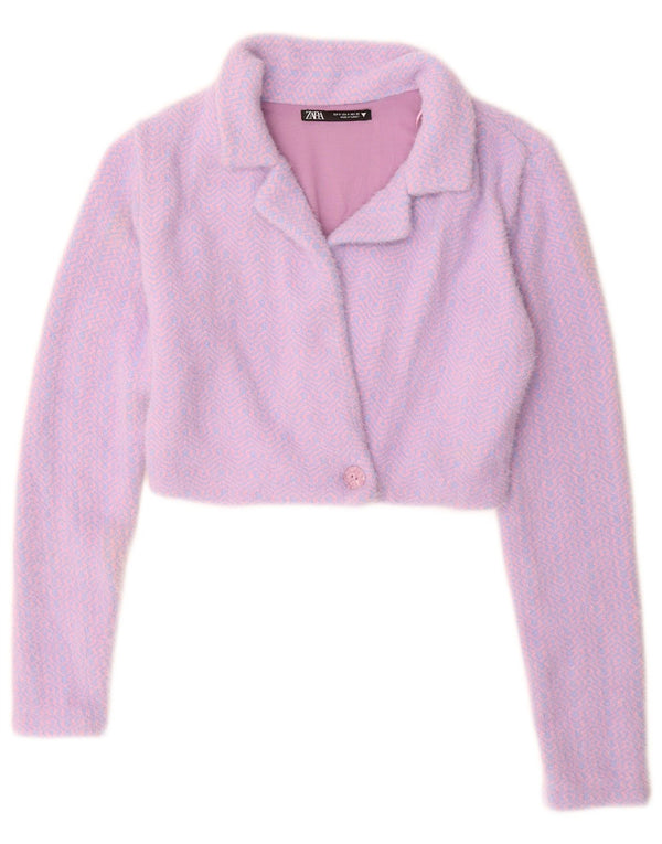 Pulover cardigan pentru femei Zara UK 10 Mic Violet Geometric
