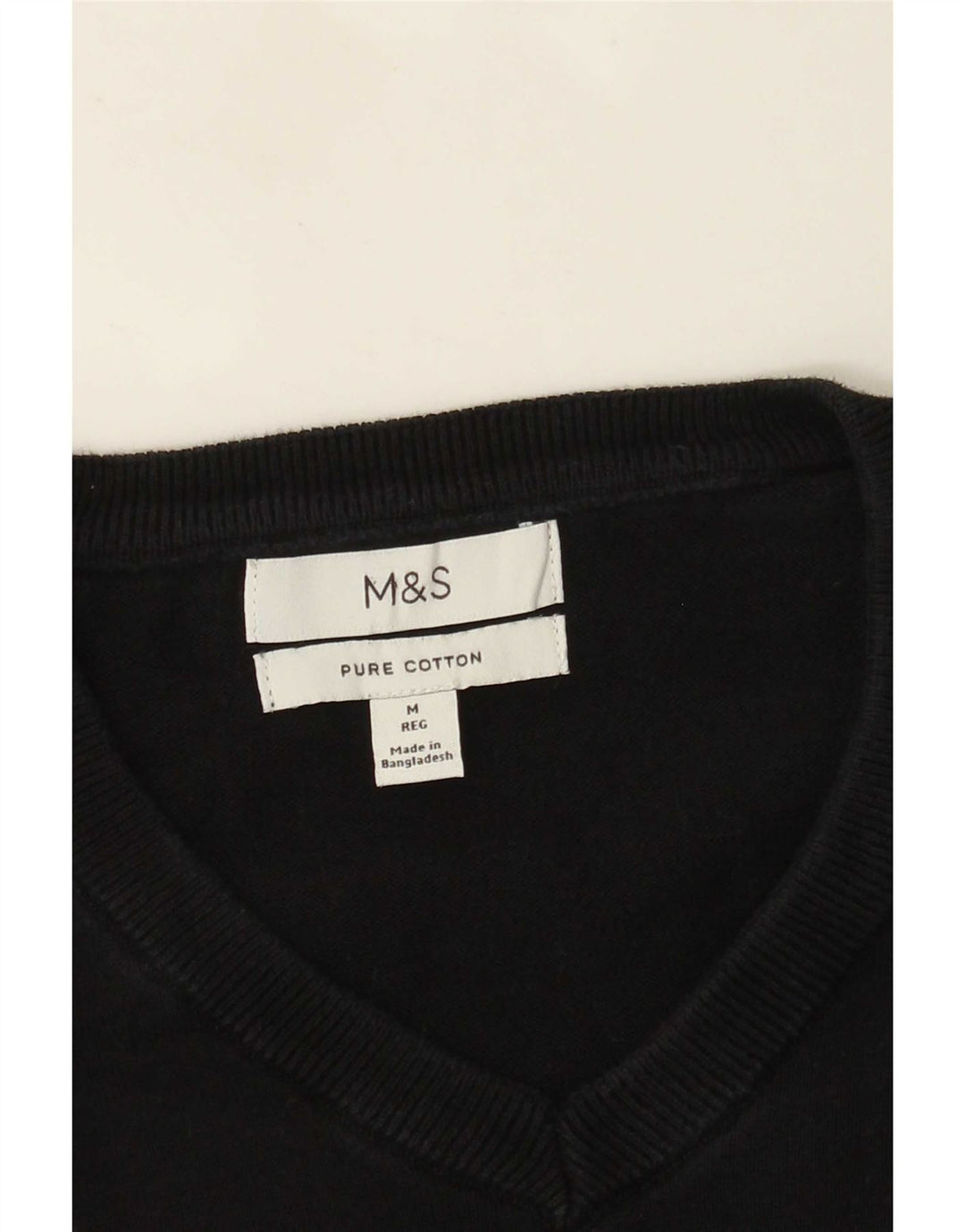 Pulover Marks & Spencer pentru bărbați, cu decolteu în V, bumbac mediu negru