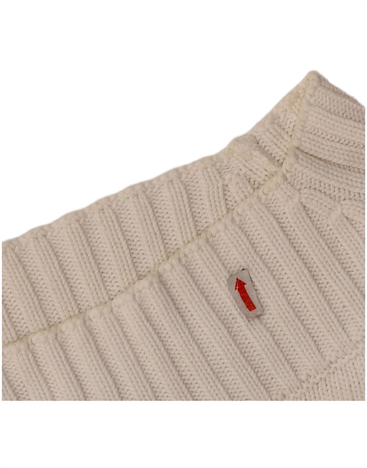 SISLEY Pulover crop cu gât țestoasă pentru femei UK 10 Bumbac alb mic