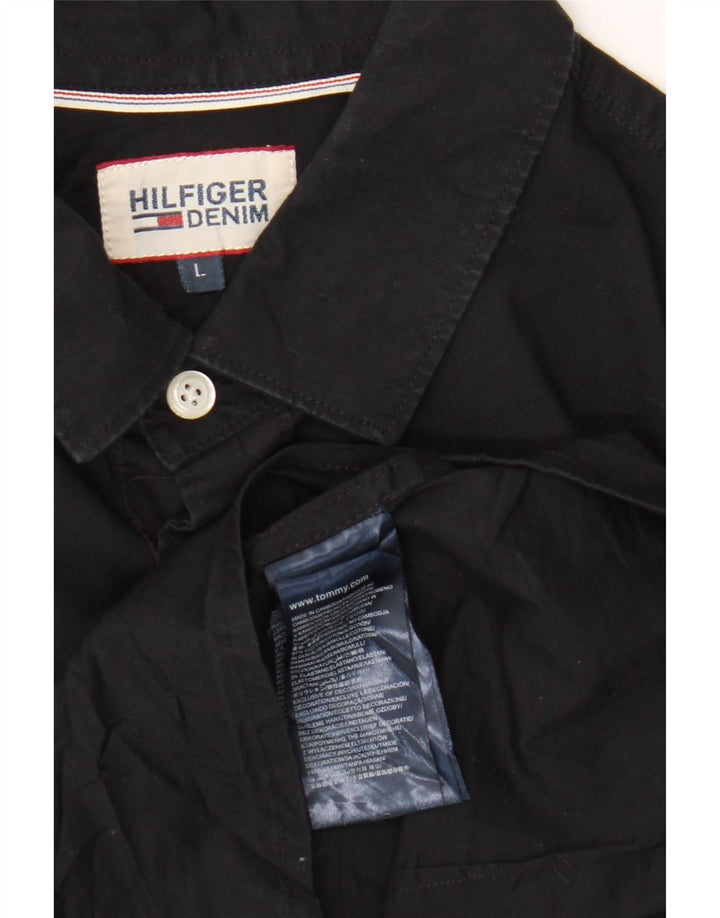 Cămașă pentru bărbați TOMMY HILFIGER, bumbac negru mare