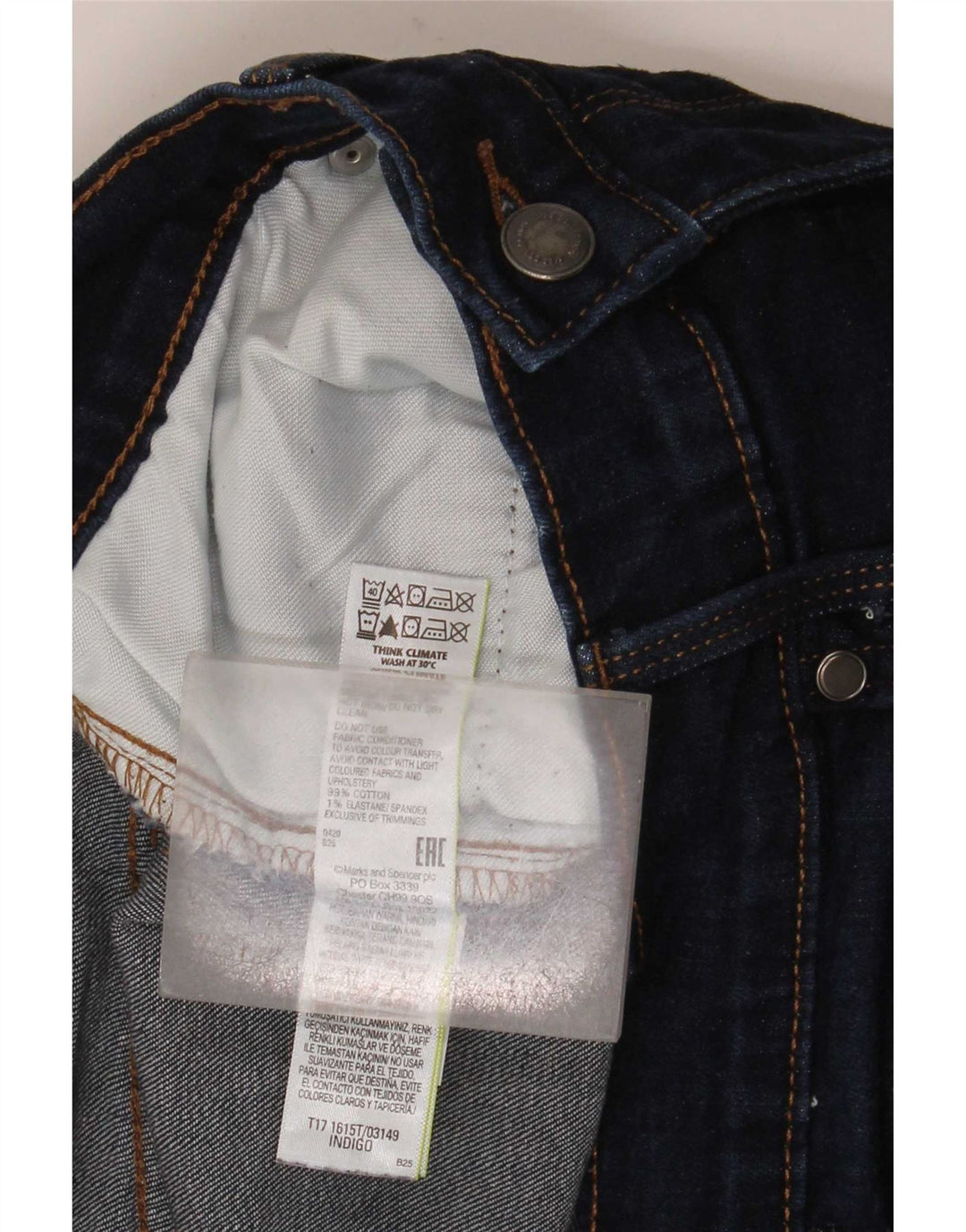 Blugi conici pentru bărbați Marks & Spencer L34 L33 Bumbac bleumarin