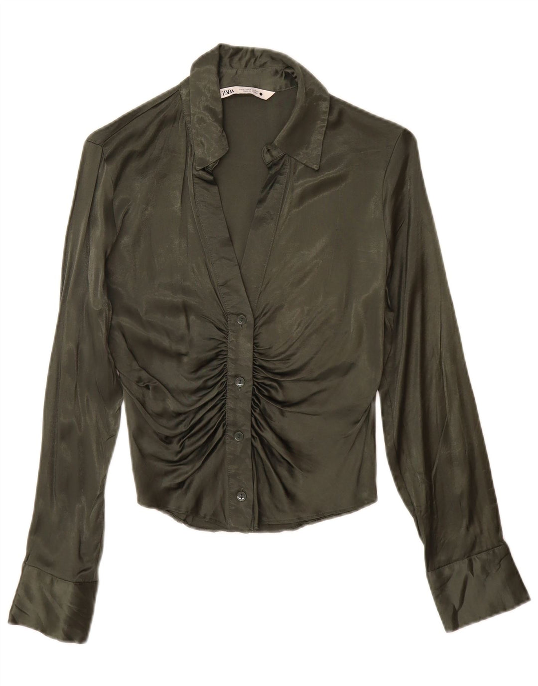 Bluză cămașă pentru femei Zara UK 10 Small Green Viscose