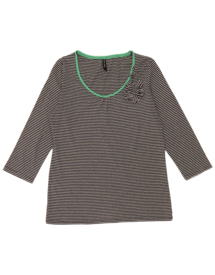 Top pentru femei Marks & Spencer cu mâneci 3/4 UK 14 Medium bleumarin cu dungi