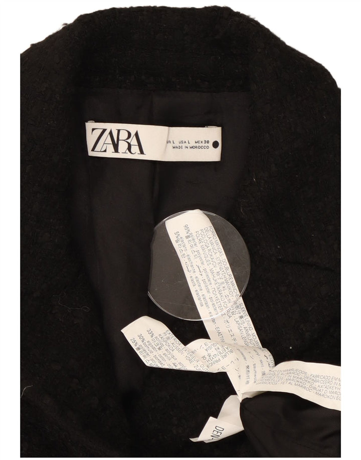 Jachetă Blazer Crop pentru femei Zara UK 16 Poliester negru mare