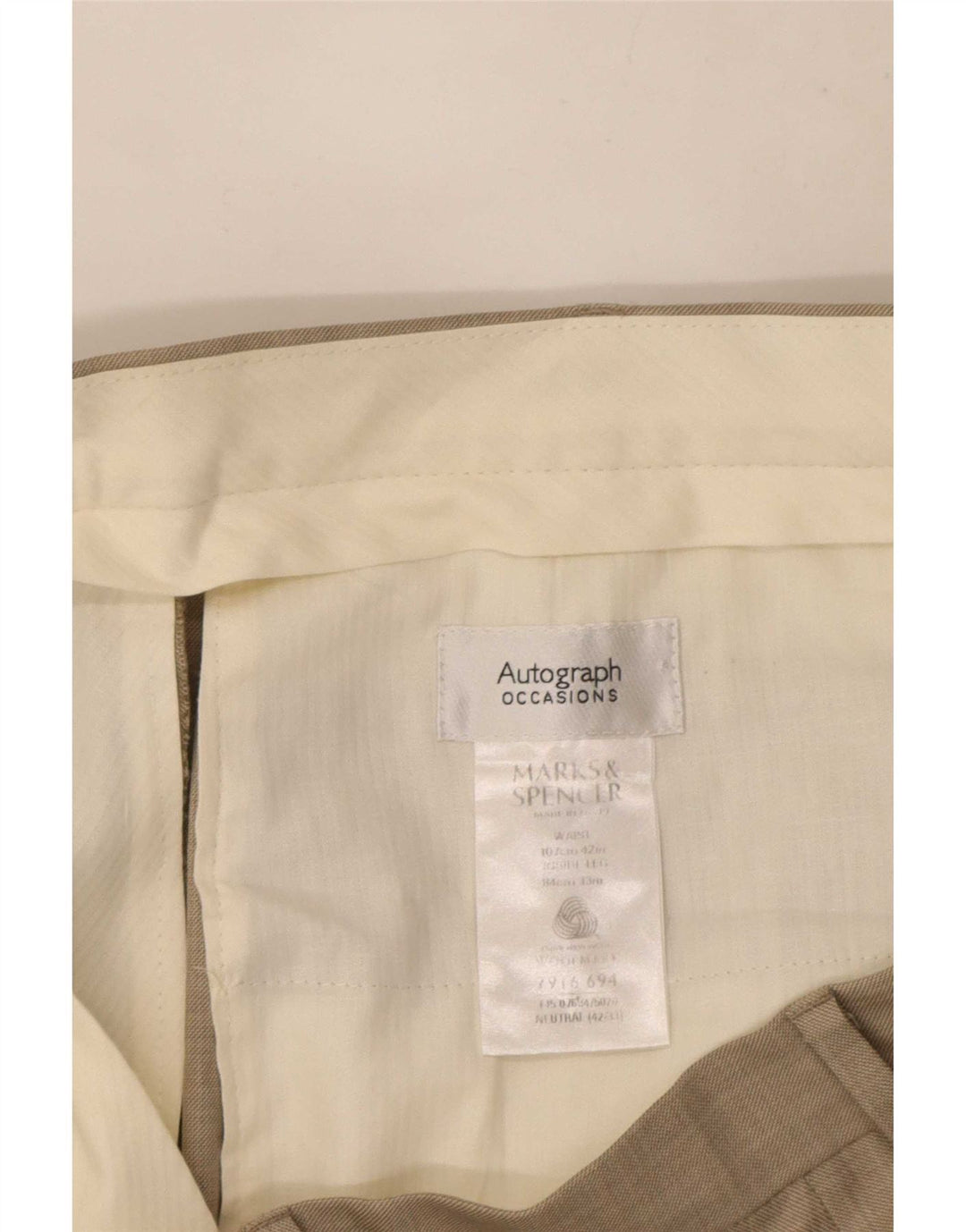 Pantaloni de costum drept bărbați Marks & Spencer Autograph W42 L33 bej