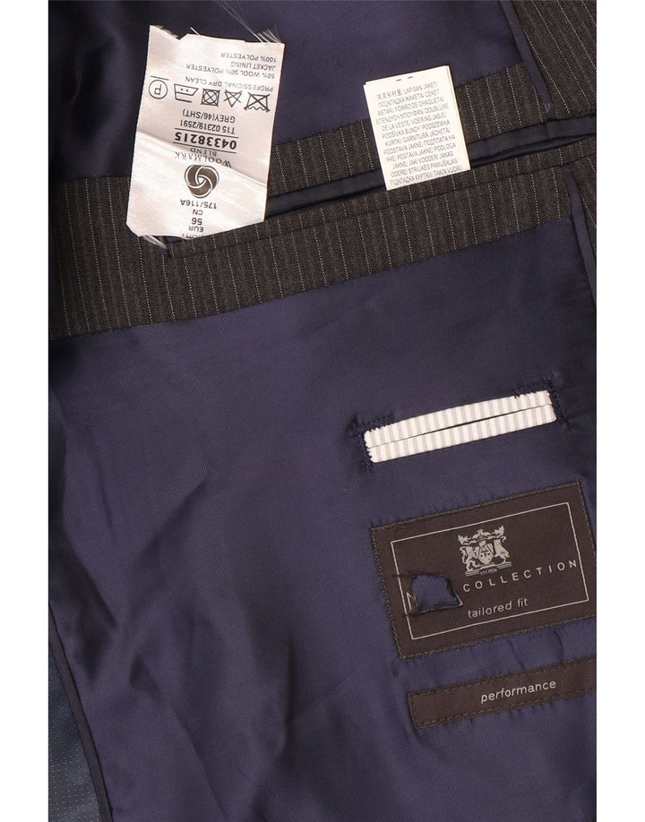 Marks & Spencer Jachetă pentru bărbați scurtă cu 2 nasturi EU 56 3XL Gri Pinstripe