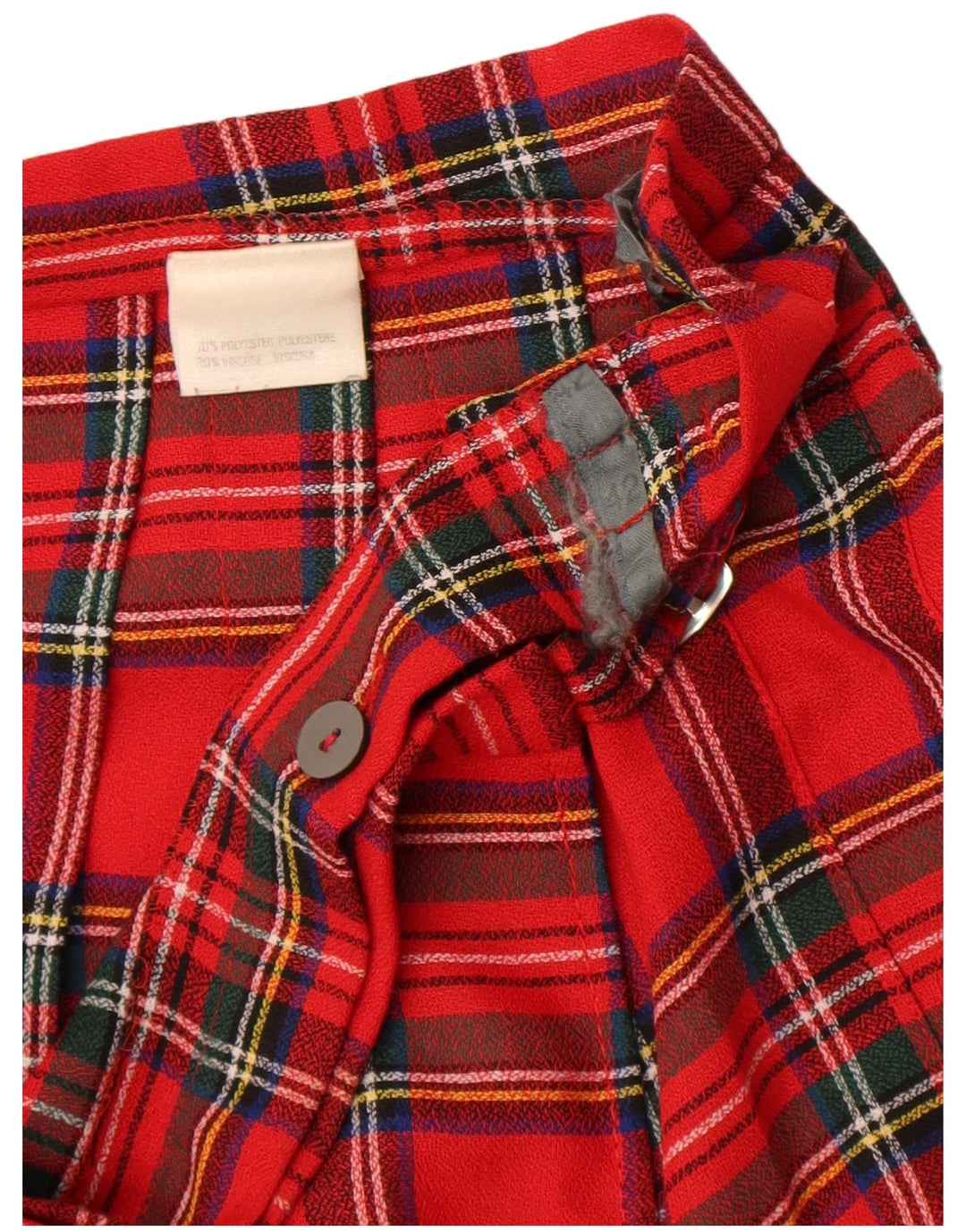 Fusta pliată pentru femei Vintage IT 42 Medium W30 Poliester cu carouri roșii