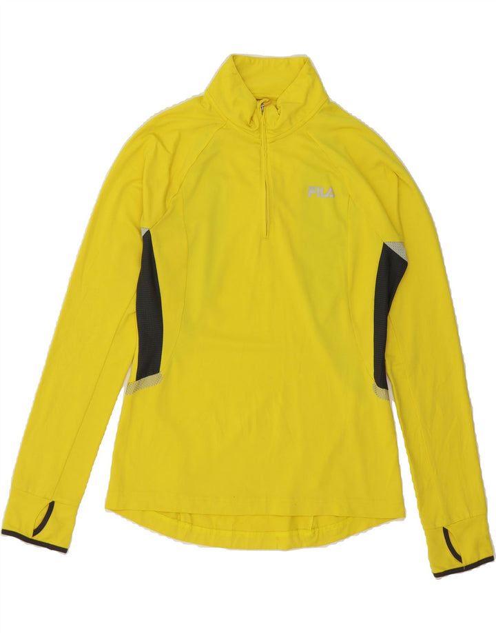 FILA Womens Zip Neck Pullover Tracksuit Top UK 12 Medium Yellow Polyester Vintage Fila and Second-Hand Fila from Messina Hembry 