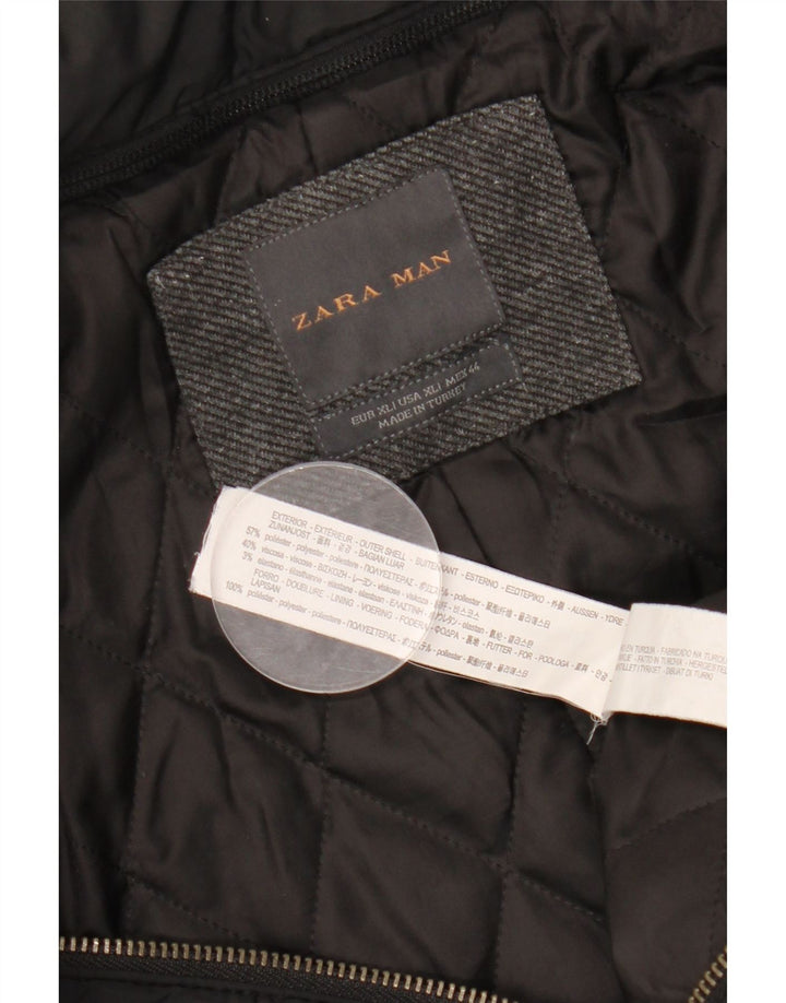 ZARA pardesiu bărbați UK 42 XL poliester gri