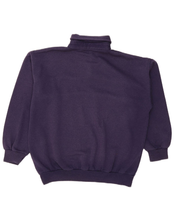 Hanorac vintage pentru femei cu gât polo Pulover UK 14 Mediu Bleumarin Floral