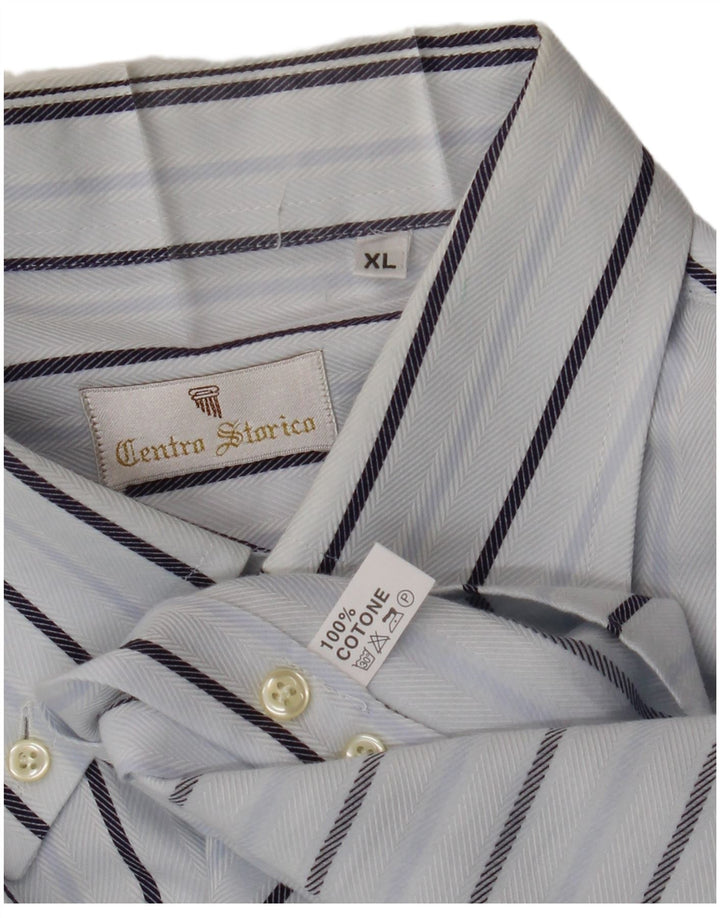 Cămașă pentru bărbați VINTAGE XL, bumbac cu dungi alb