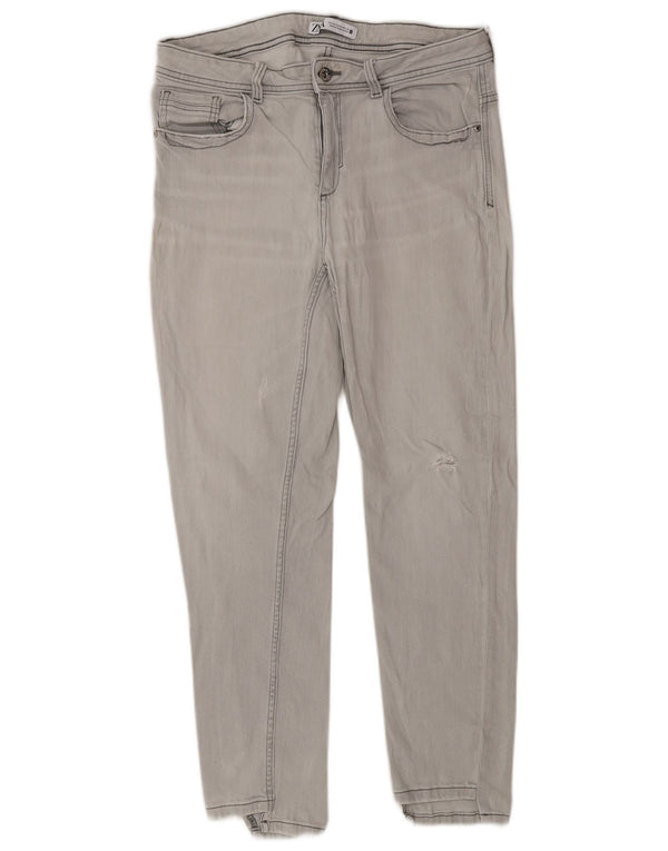 Blugi skinny distressed pentru femei Zara EU 44 Large W34 L26 Gri