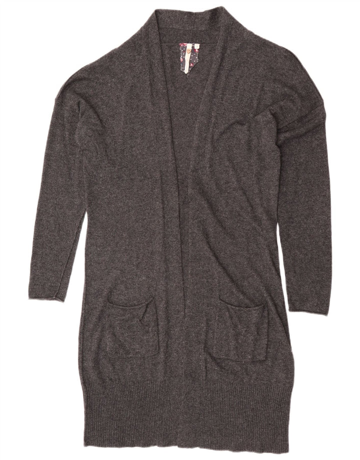 White Stuff Pulover cardigan deschis pentru femei cu paragate UK 14 Medium Gri Viscose