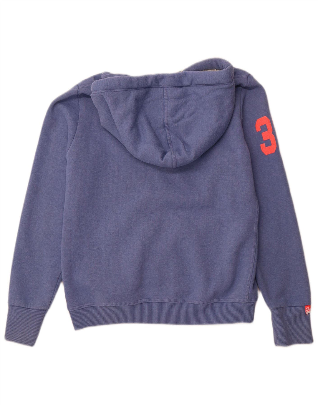 SUPERDRY Pulover cu glugă cu fermoar cu grafic pentru femei UK 18 XL Bumbac albastru