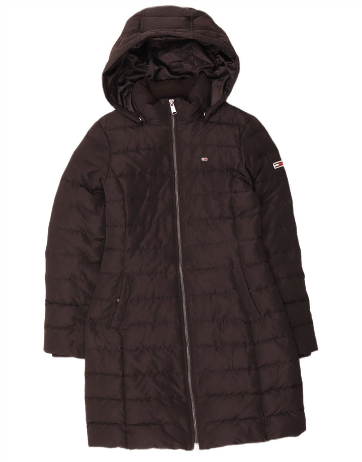 Palton căptușit cu glugă pentru femei Tommy Hilfiger UK 10 Poliester negru mic
