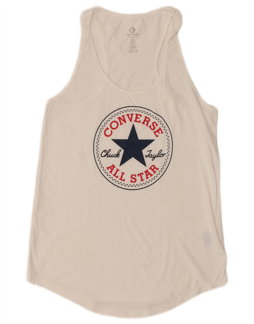 Vestă CONVERSE Classic Fit Graphic Vest Top UK 6 XS Bumbac alb