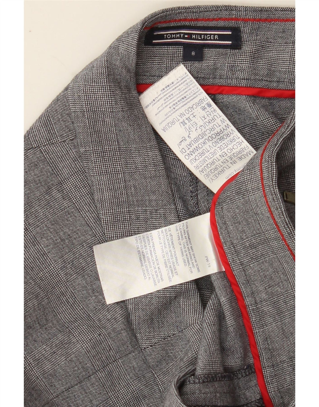 TOMMY HILFIGER Womens Slim Suit Trousers US 8 Medium W32 L28 Grey Check Vintage Tommy Hilfiger and Second-Hand Tommy Hilfiger from Messina Hembry 