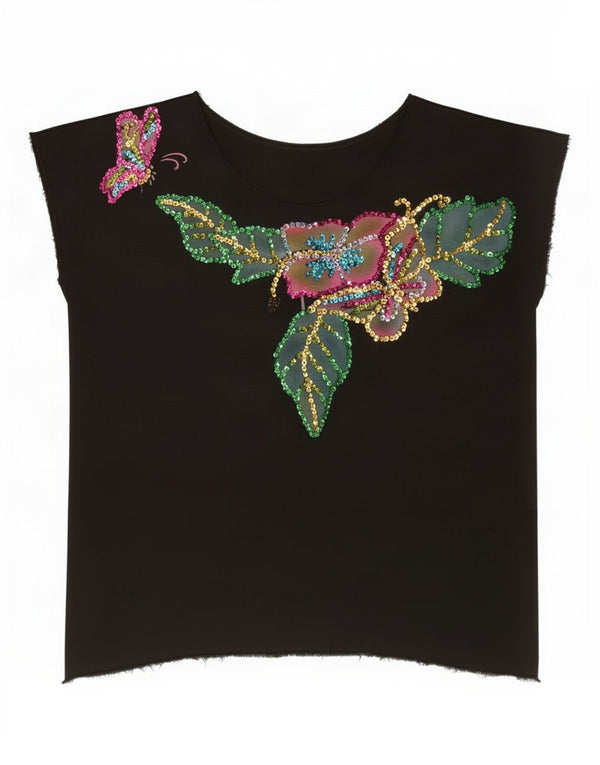 Tricou vintage pentru femei, marime unica, bumbac negru