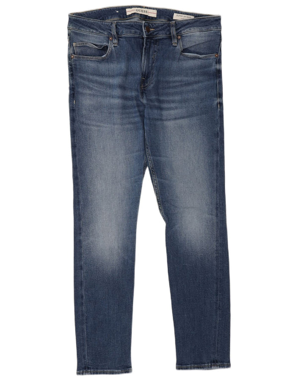 Blugi Guess Chris Super Skinny pentru bărbați W32 L30, bumbac albastru