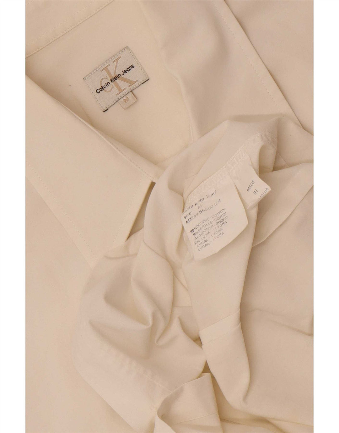 Cămașă cu mânecă scurtă pentru bărbați Calvin Klein Jeans, bumbac alb mediu