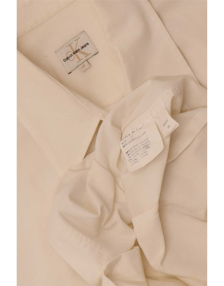 Cămașă cu mânecă scurtă pentru bărbați Calvin Klein Jeans, bumbac alb mediu