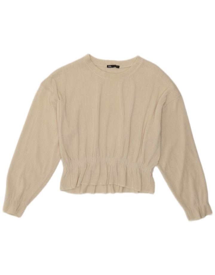Pulover pentru femei Zara, cu gât de barcă, UK 14 Medium Off White
