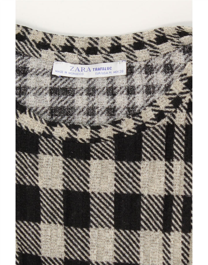 Rochie tricotată pentru femei Zara UK 12, gri mediu, carouri