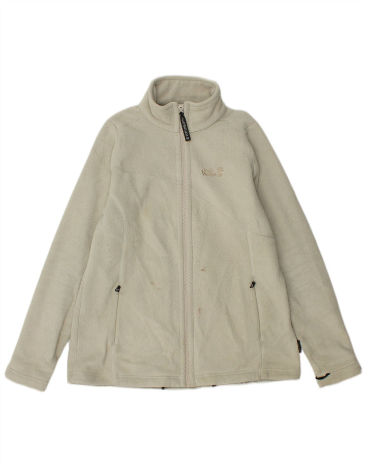Jack Wolfskin Jachetă din lână cu grafică pentru femei UK 16, mare, poliester alb