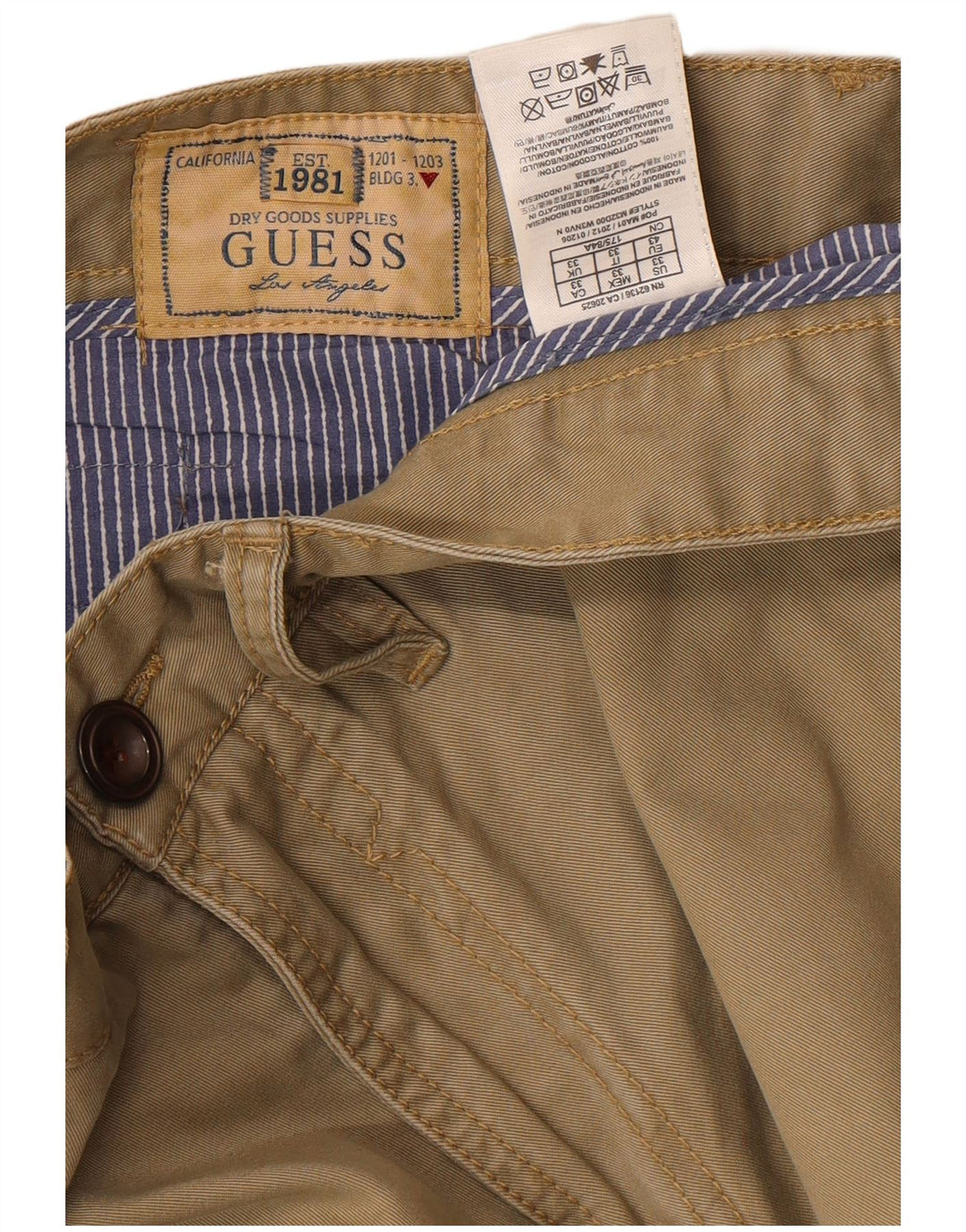 Pantaloni scurți chino Guess pentru bărbați W33, bumbac mediu bej