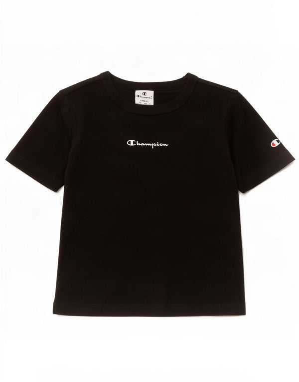 Tricou pentru femei Champion Crop Top UK 8 Small Black Bumbac