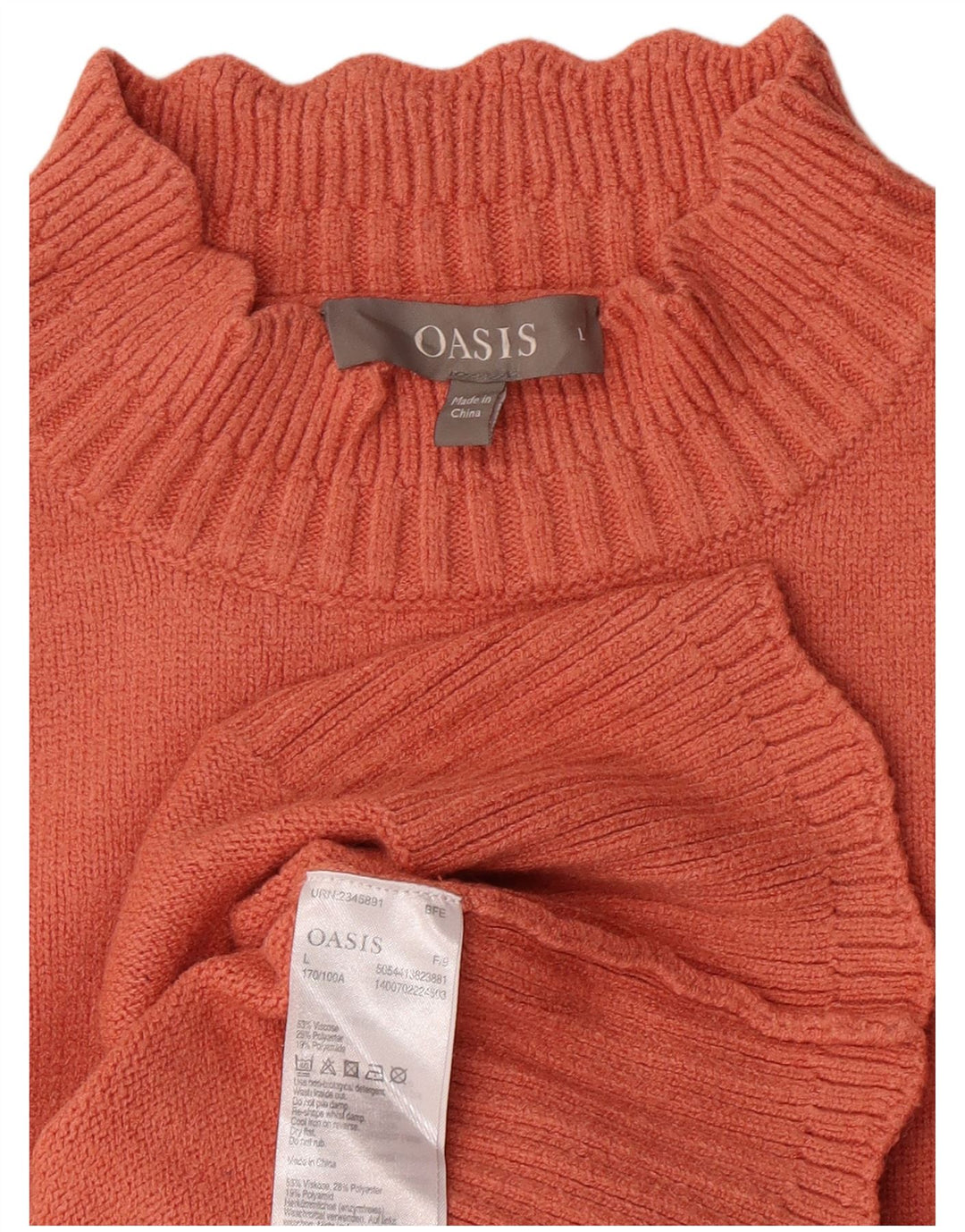 Pulover cu gât țestoasă pentru femei Oasis UK 16, mare portocaliu, viscoză