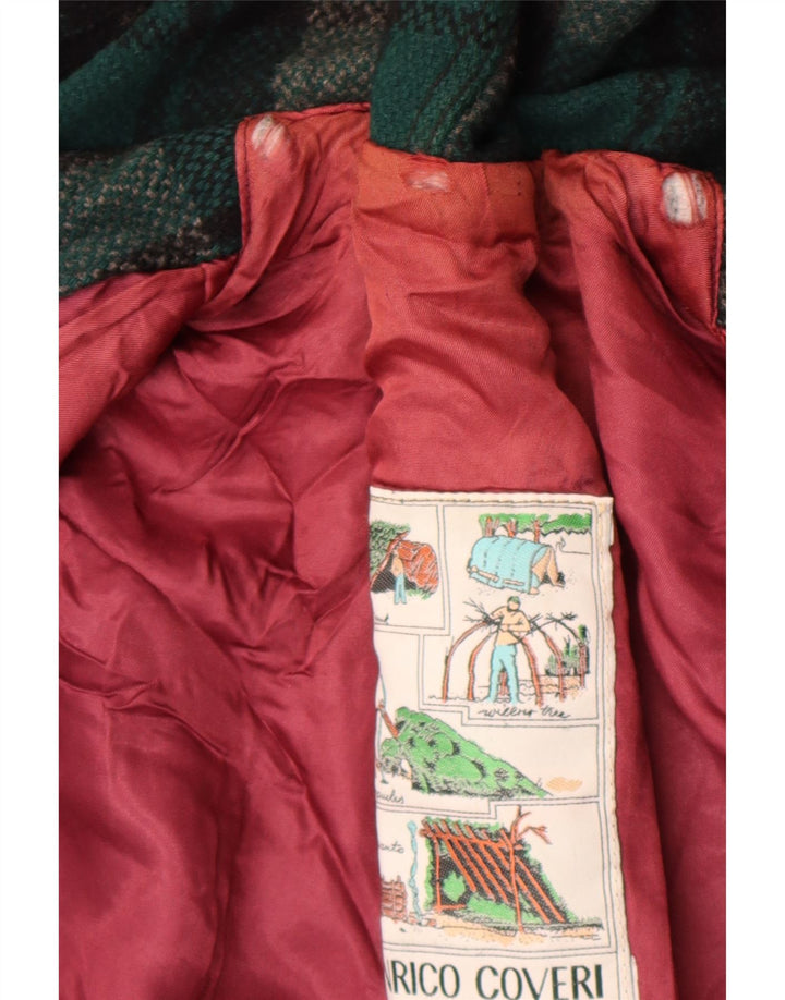 Enrico Coveri Duffle Coat pentru femei IT 44 Medium Green Check Wool