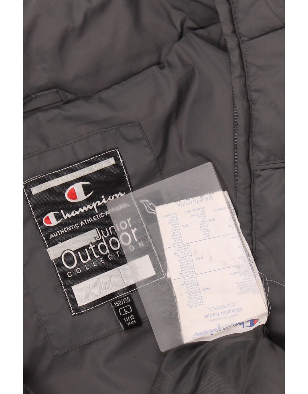 Jachetă căptușită pentru băieți Champion 11-12 ani, mare, gri din poliamidă