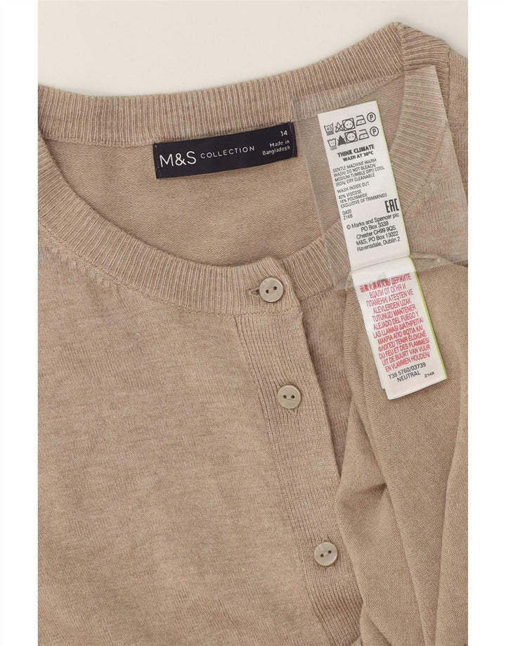 MARKS & SPENCER Womens Cardigan Sweater UK 14 Medium Beige Viscose Vintage Marks & Spencer and Second-Hand Marks & Spencer from Messina Hembry 