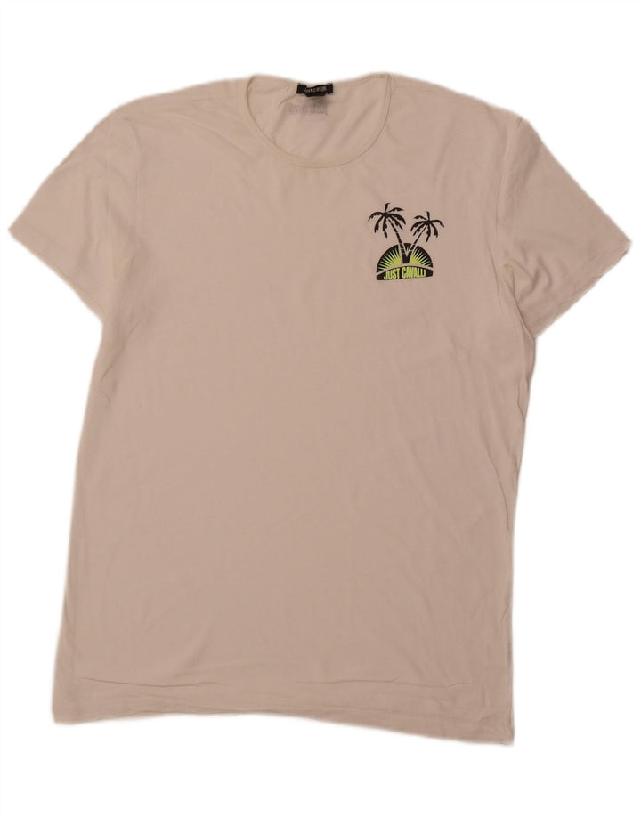 JUST CAVALLI Tricou pentru bărbați Top mare din bumbac alb