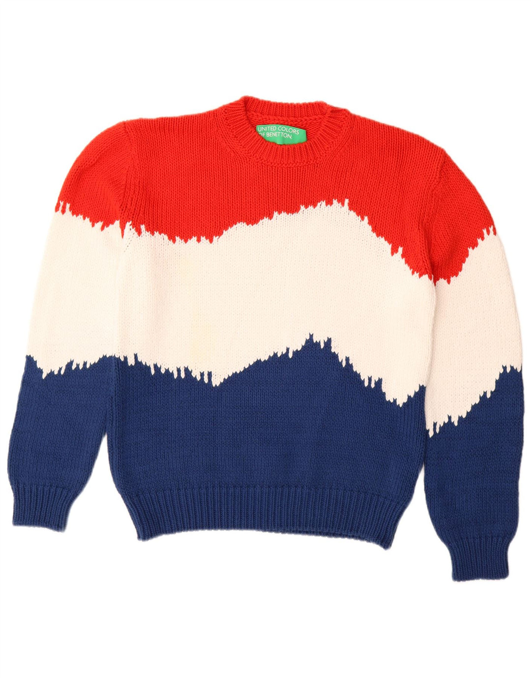 Pulover pentru damă BENETTON cu gât crew pulover UK 14 mediu multicolor