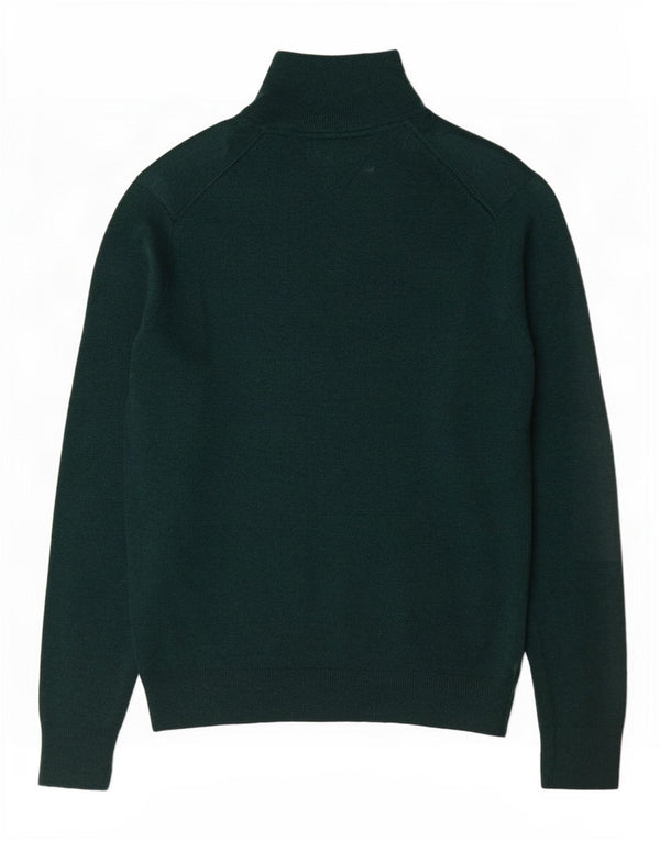 Pulover Tommy Hilfiger pentru bărbați, cu fermoar și gât, 2XL, lână de miel verde