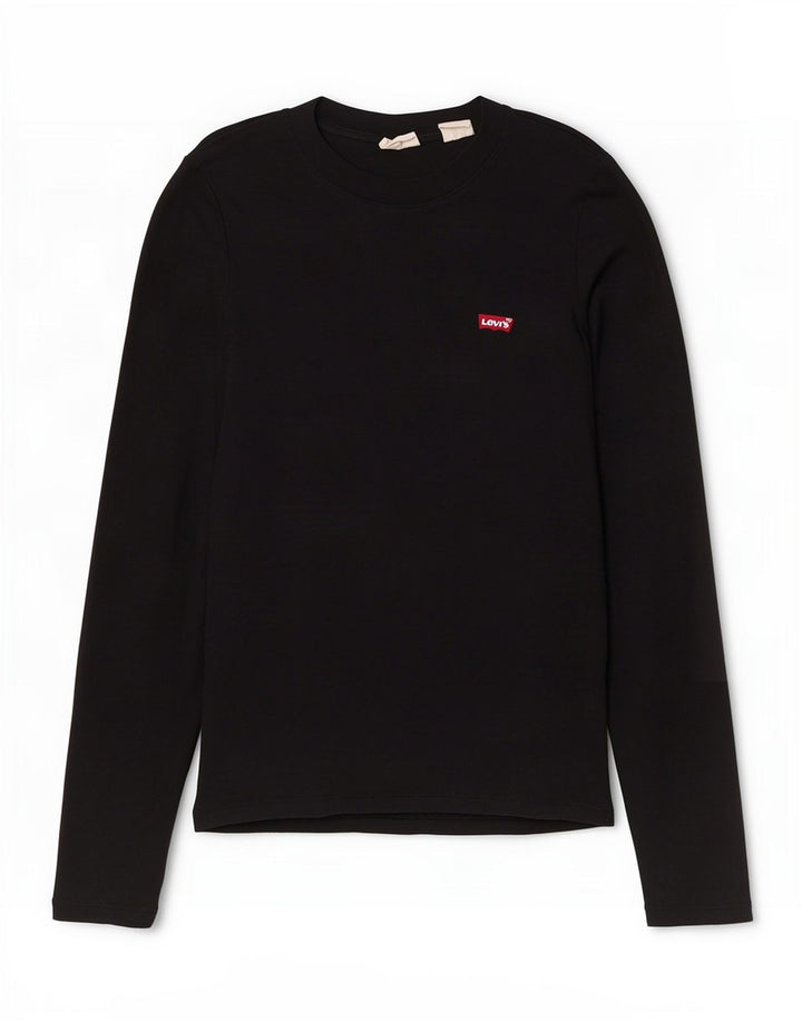 Top pentru femei Levi's cu mânecă lungă UK 10 mic, negru, bumbac