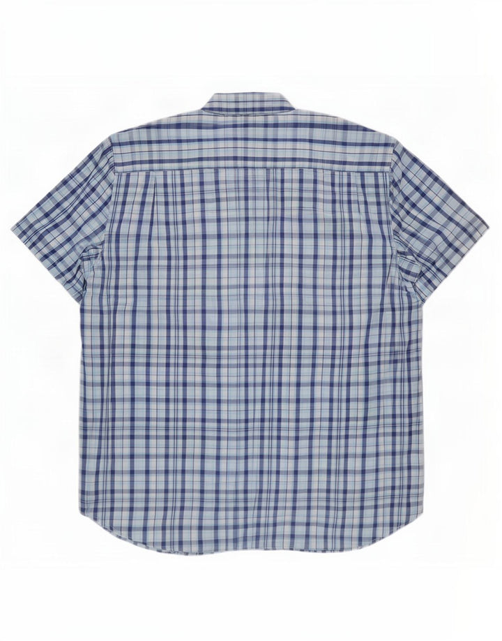 Cămașă cu mânecă scurtă pentru bărbați Harrison & Son XL, bumbac cu carouri albastre