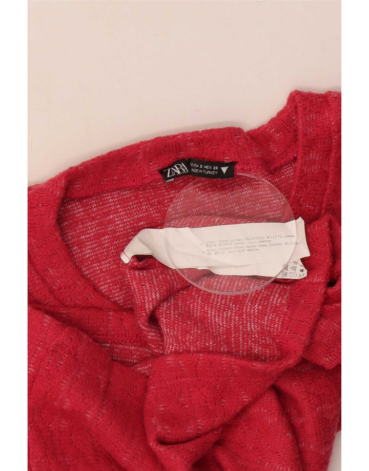 Crop Top pentru femei Zara cu mânecă lungă UK 10 Mic roz poliester