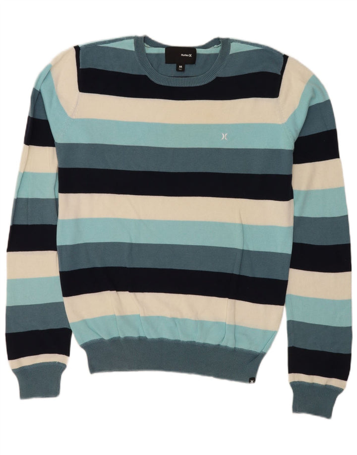 Pulover Hurley pentru bărbați cu gât roșu, bumbac cu dungi medii, multicolore