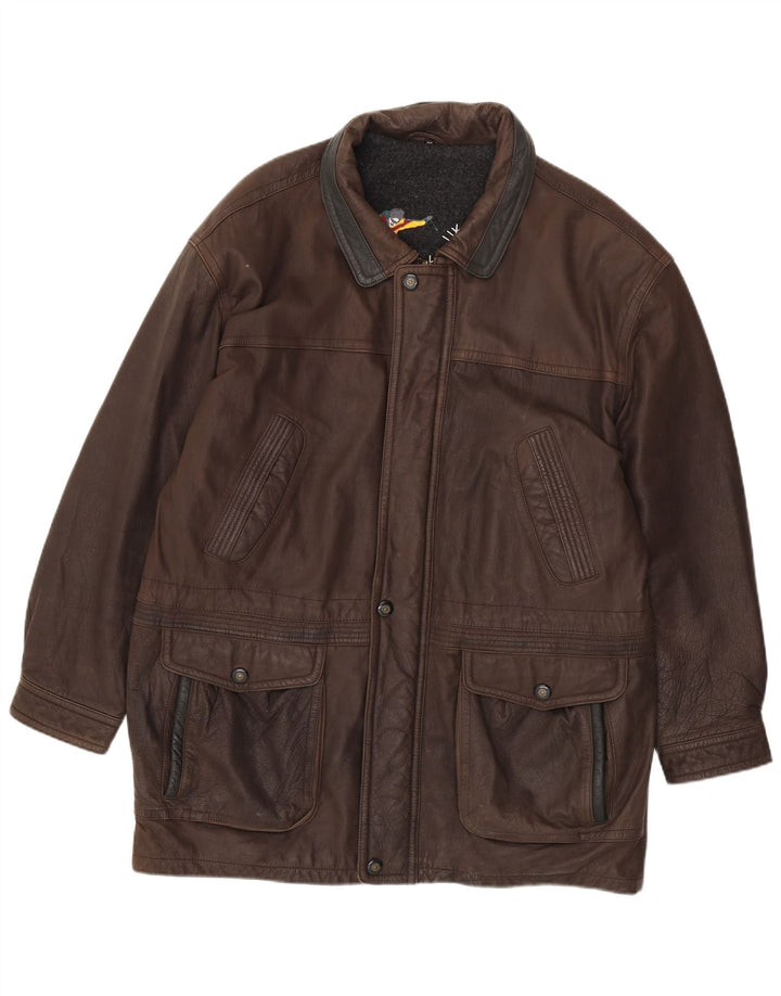 JOHN B Jachetă de piele pentru bărbați UK 46 3XL piele maro