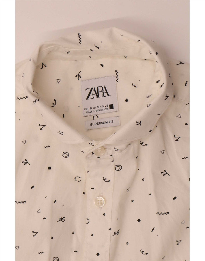 Cămașă pentru bărbați Zara cu model abstract subțire, mică, albă