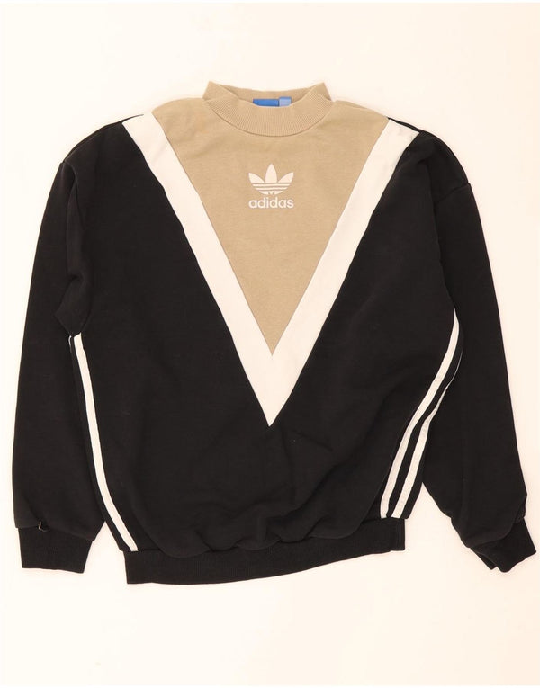 Pulover de hanorac grafic Adidas pentru femei UK 8 Small Black Colorblock