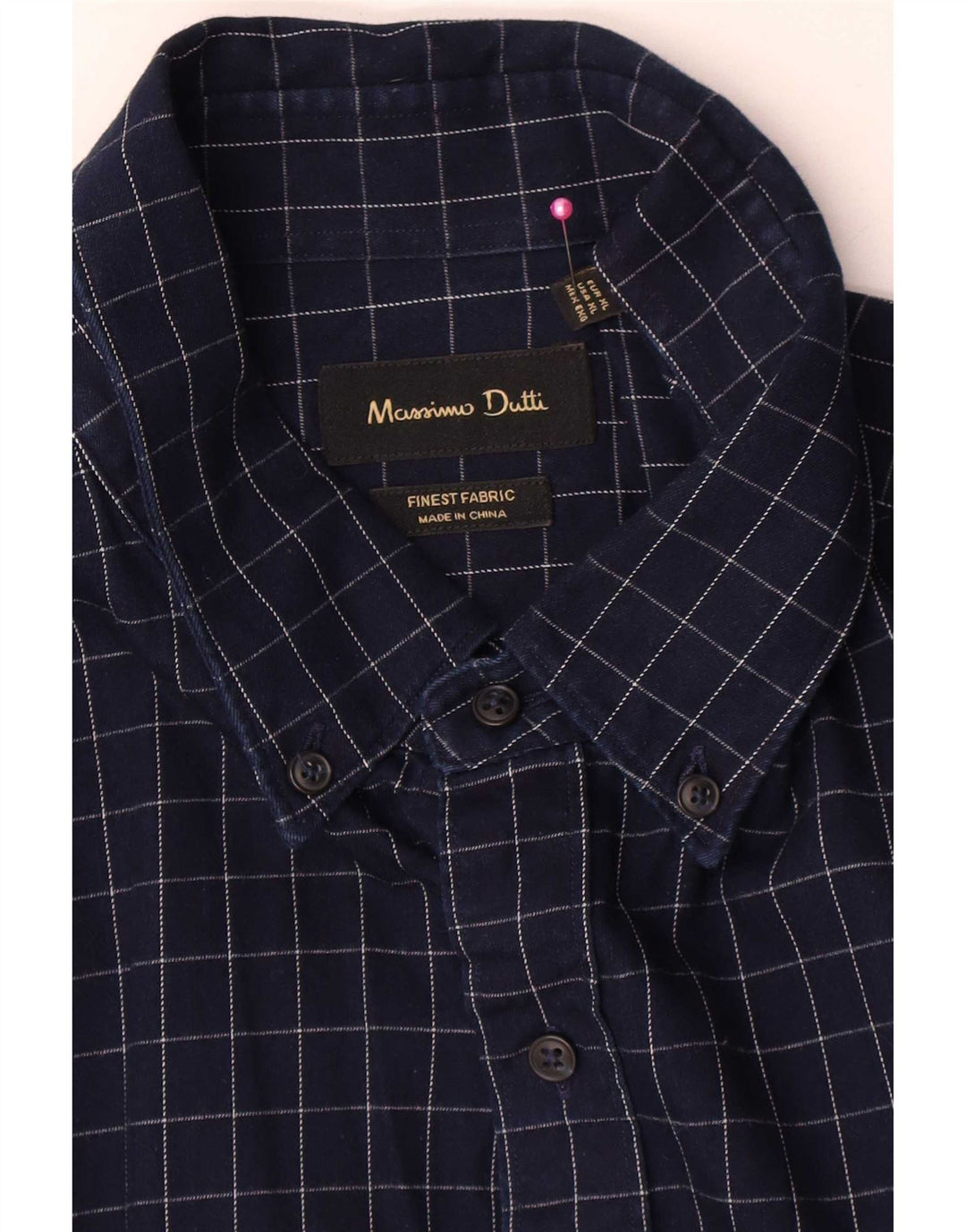Cămașă de flanel pentru bărbați Massimo Dutti, bumbac cu carouri XL bleumarin