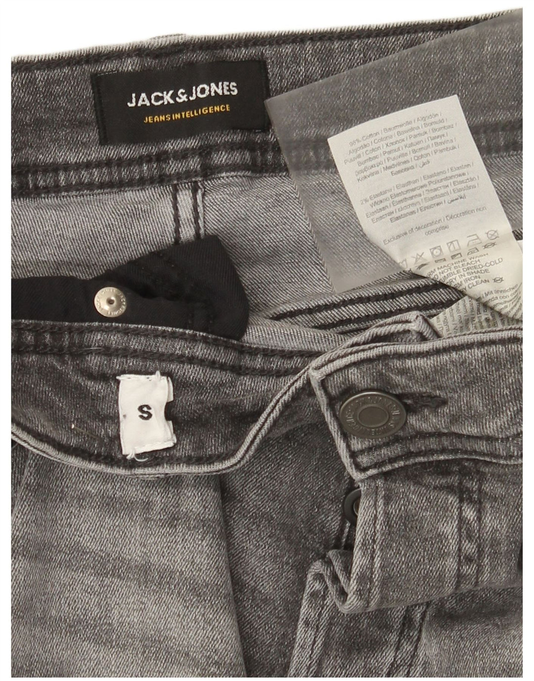 Jack & Jones Pantaloni scurți de denim obișnuiți pentru bărbați, mici W29, bumbac gri